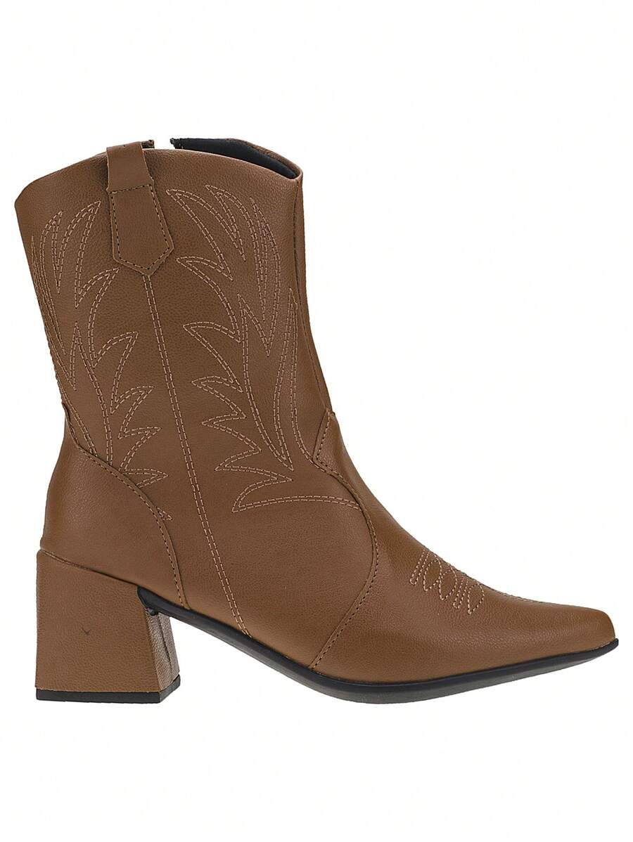 Bota Feminino Madrid Vober Salto Quadrado Caramelo