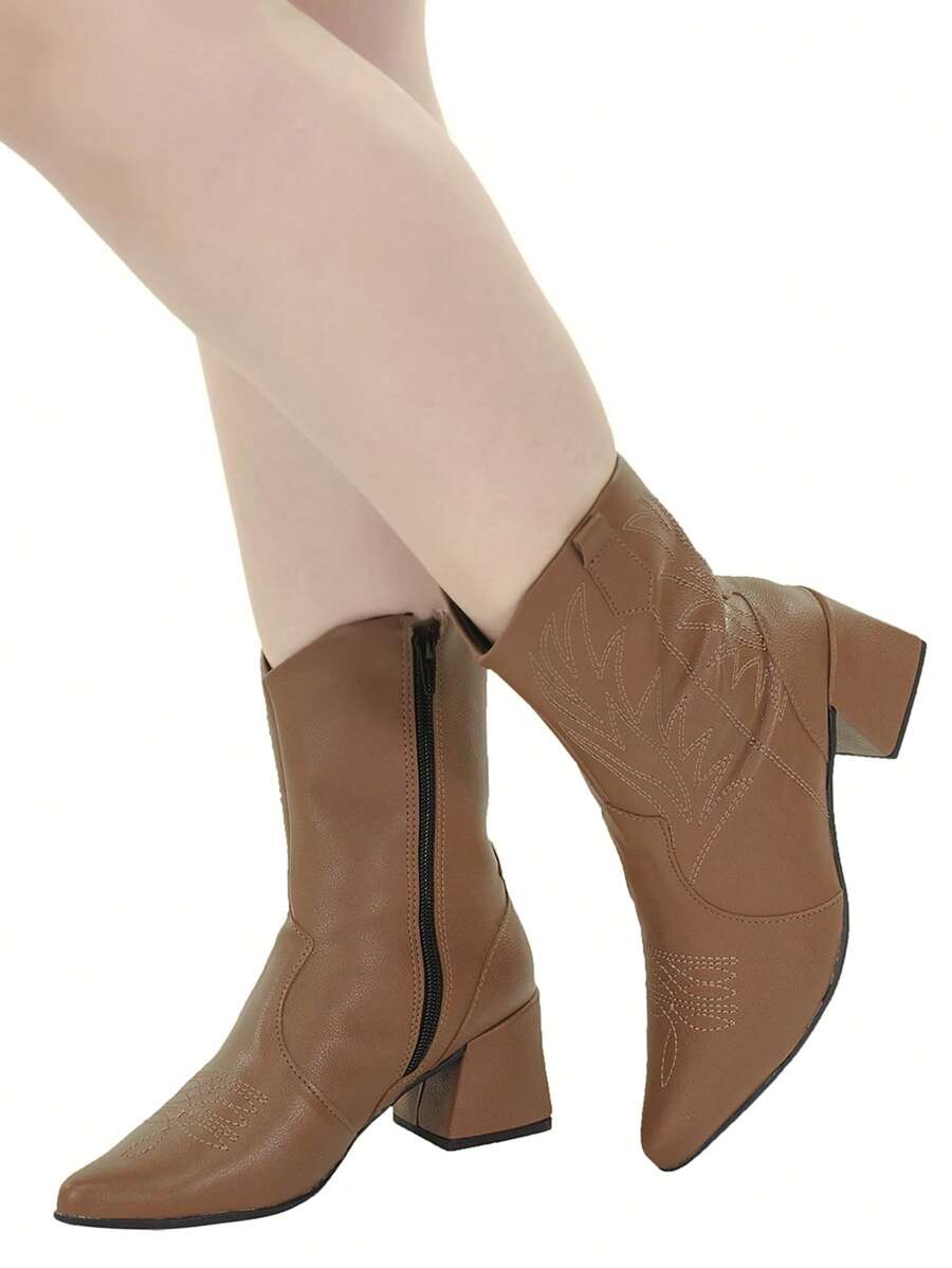 Bota Feminino Madrid Vober Salto Quadrado Caramelo