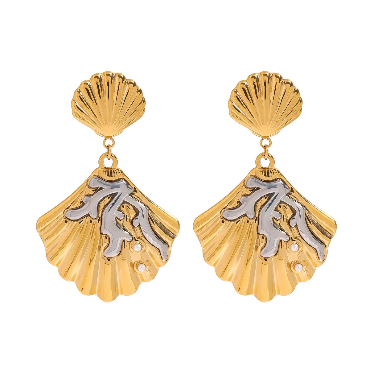 Brinco Banhado a Ouro 18k Concha Uniforme- Solandra