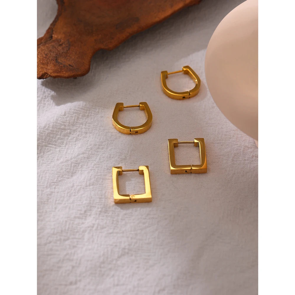 Brinco Banhado a Ouro 18k Argola - Clássico Quadrado