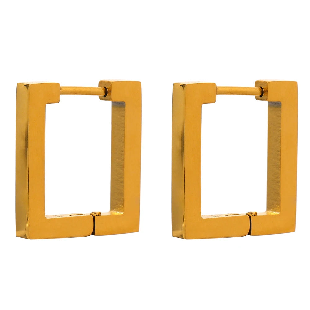 Brinco Banhado a Ouro 18k Argola - Clássico Quadrado
