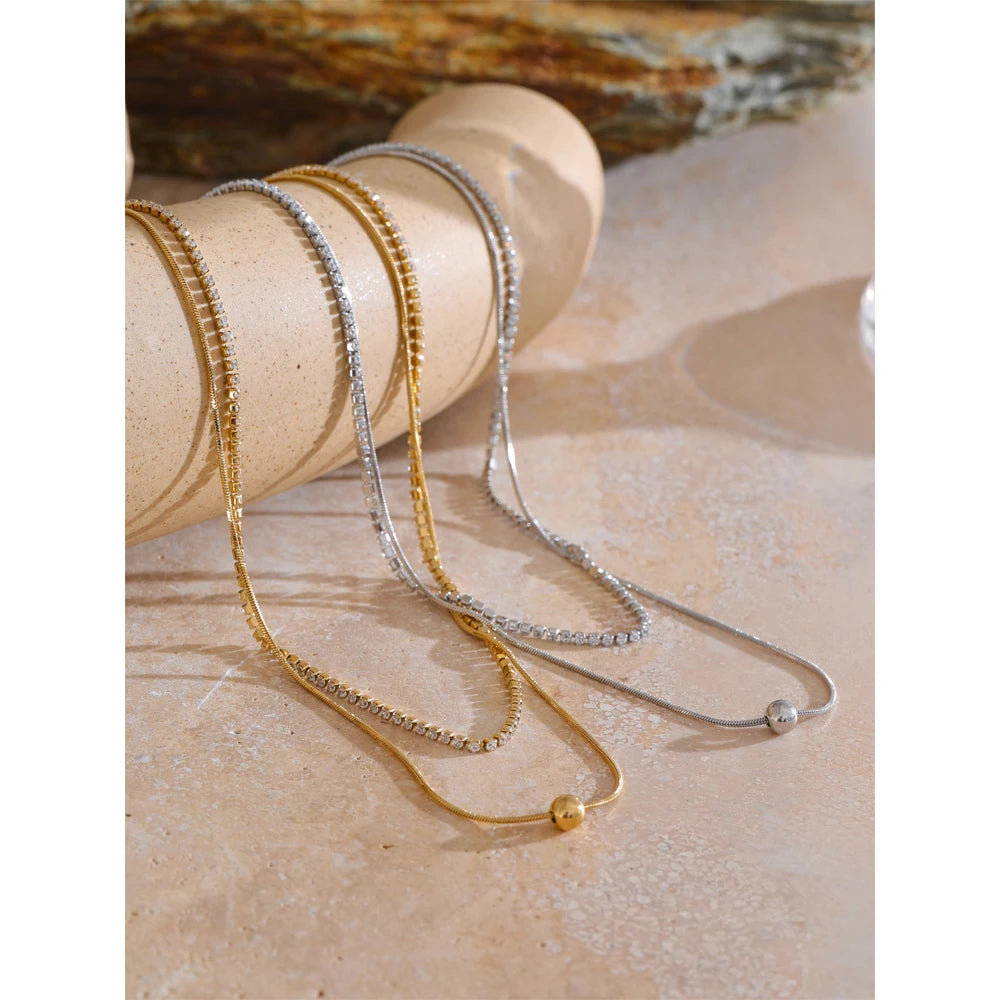 Colar Inicial Duplo Banhado em Ouro 18k - Clamur
