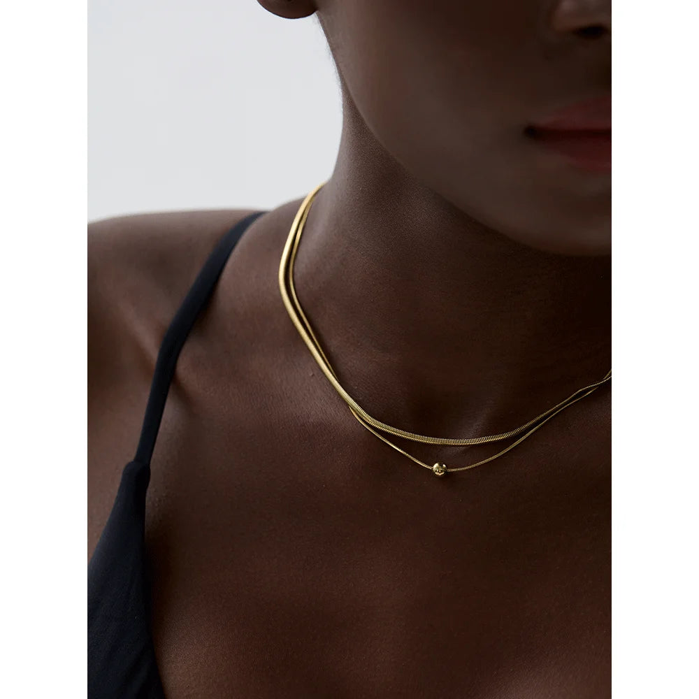 Colar Inicial Duplo Banhado em Ouro 18k - Anivea