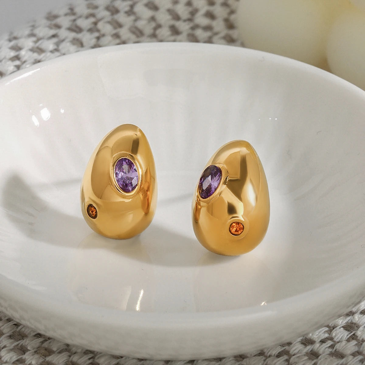 Brinco Banhado a Ouro 18k Gota com Zircônia - Luzíria