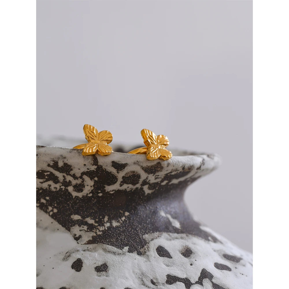 Brinco Banhado a Ouro 18k Argola - Butterfly
