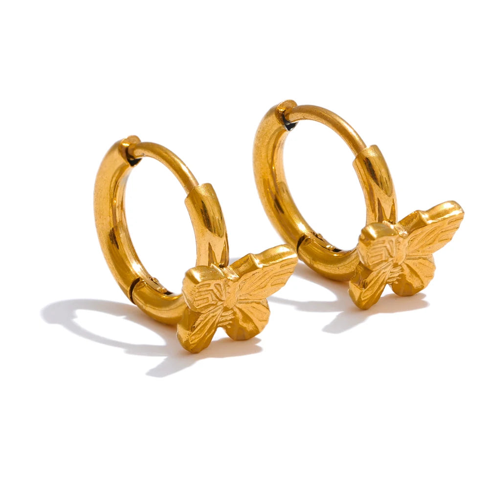 Brinco Banhado a Ouro 18k Argola - Butterfly