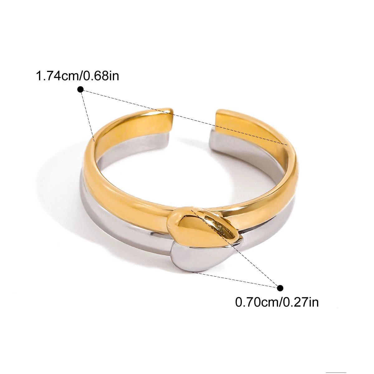 Anel Ajustável Banhado Ouro 18k Coração - Elyndra