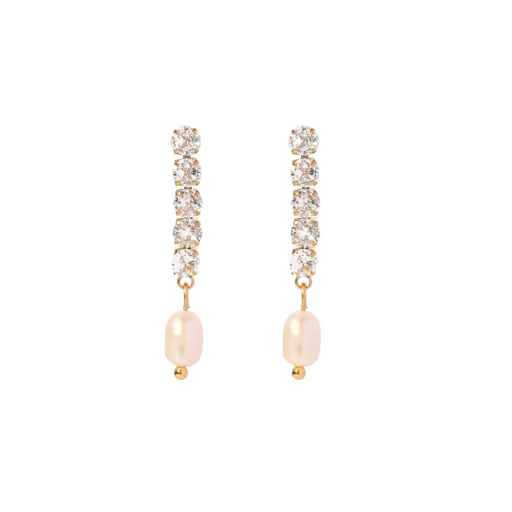 Brinco Banhado a Ouro 18k Zirconia e Pérola - Aurisse