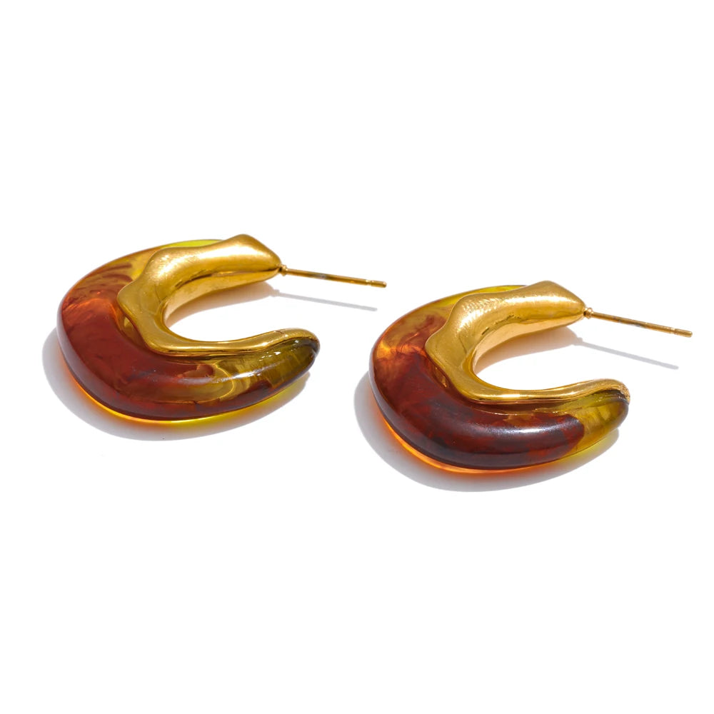 Brinco Banhado a Ouro 18k Meia Argola - Lua