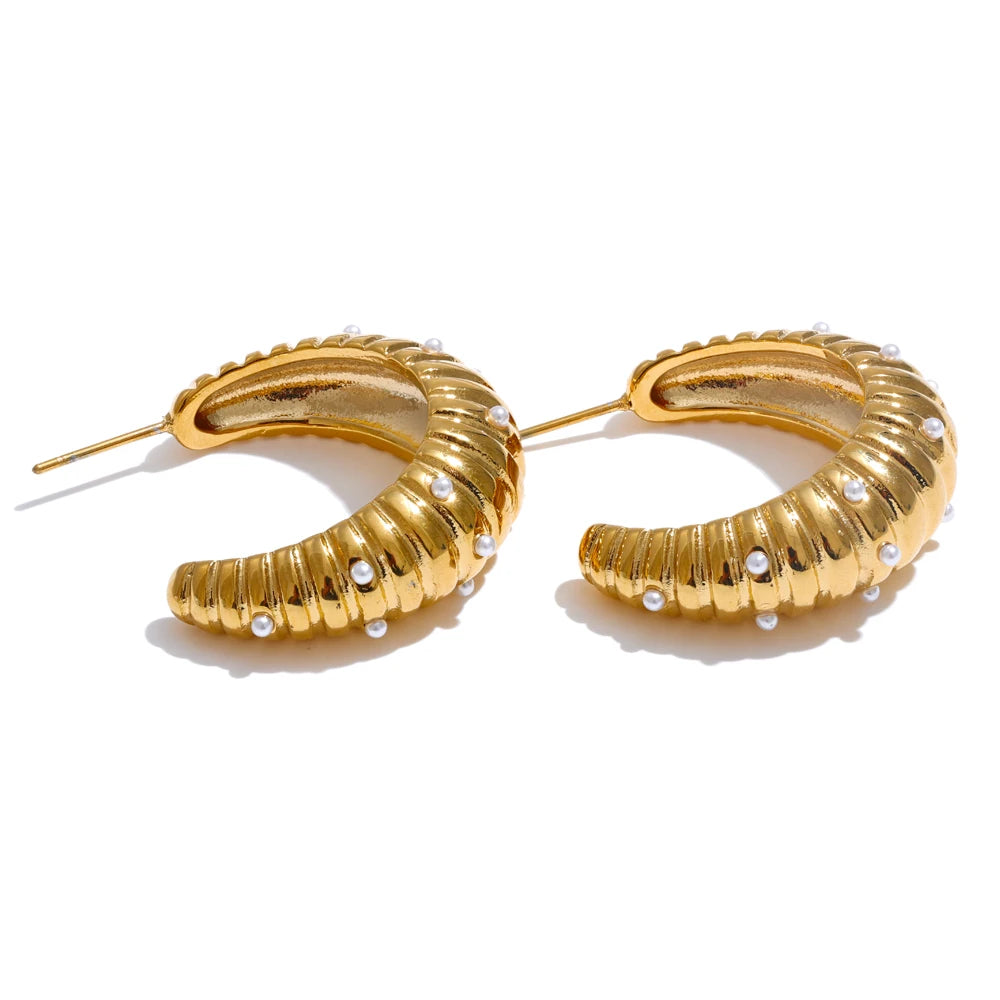 Brinco Banhado a Ouro 18k Meia Argola Zircônia - Clássica