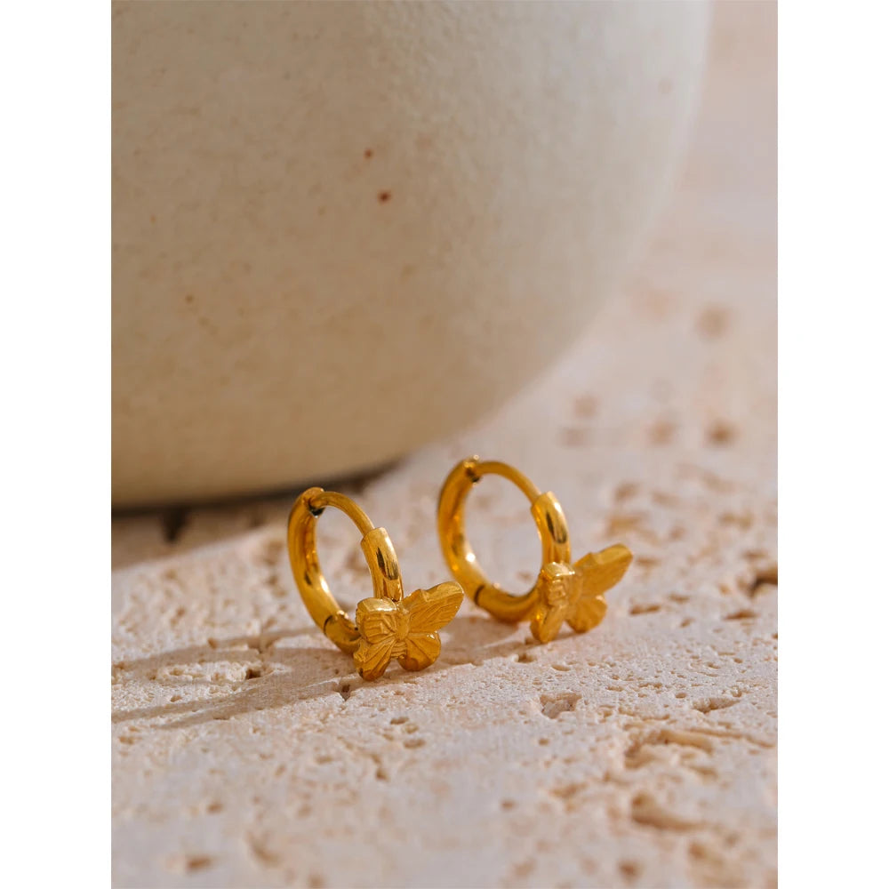 Brinco Banhado a Ouro 18k Argola - Butterfly