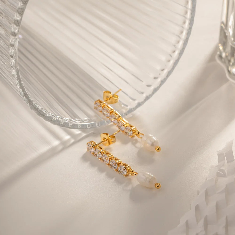 Brinco Banhado a Ouro 18k Zirconia e Pérola - Aurisse