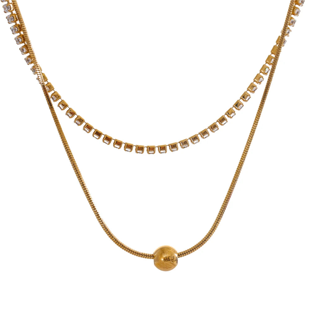 Colar Inicial Duplo Banhado em Ouro 18k - Clamur